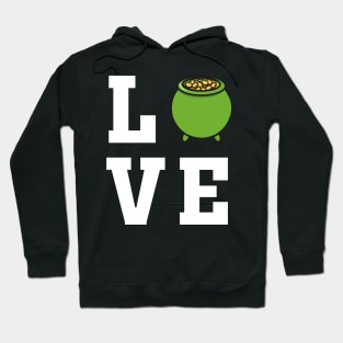 Love White Pot of Gold Saint Patricks Day Drawing Hoodie